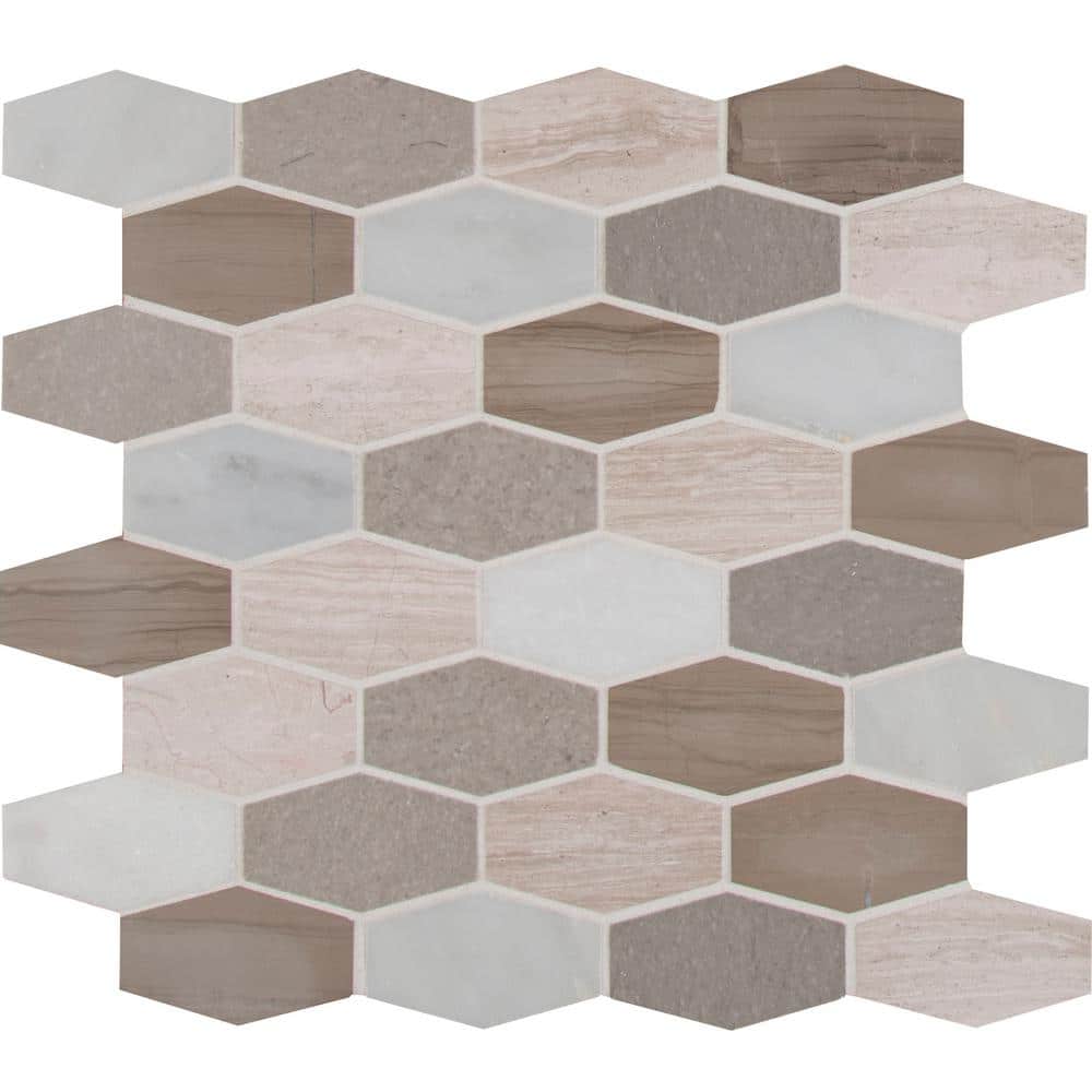 Take Home Tile Sample - Bellagio Blend Elongated Hexagon 4 in. x 4 in. Honed Marble Mosaic Tile price history on PriceWatchPro