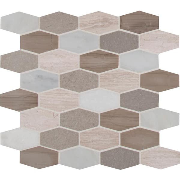 MSI Bellagio Blend Hexagon 12 in. x 13.63 in. Honed Marble Look Floor and Wall Tile (9.7 sq. ft./Case)