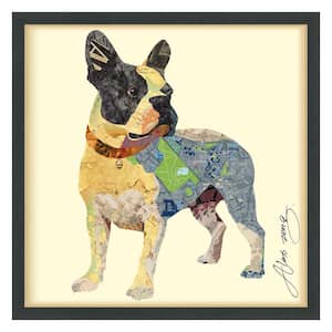 Boston Terrier in. Dimensional Collage Framed Graphic Art Under Glass Wall Art