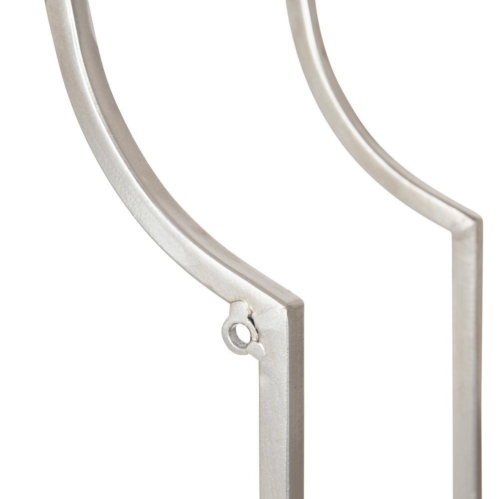 Elegant Scalloped Silver Metal and Glass Cube Wall Shelf