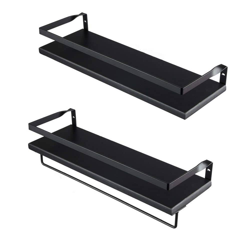5.5 in. x 16.75 in. x 2.75 in. Black Wood Floating Decorative Wall Shelves 
