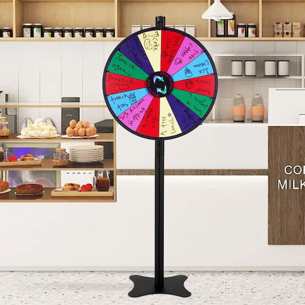 24 in. Spinning Prize Wheel, Roulette Wheel with a Dry Erase and 2 Markers, Tabletop or Floor Standing, Spinning Wheel
