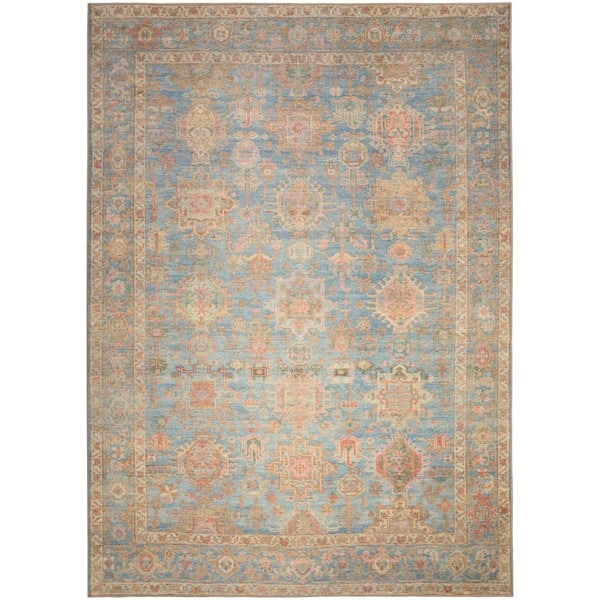 Nourison Vintage Washables Navy Multicolor 5 ft. x 7 ft. Floral Traditional Area Rug