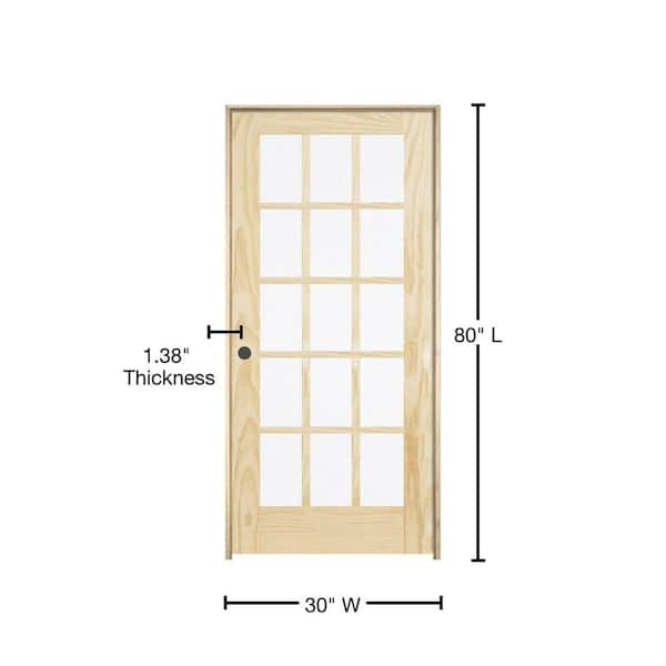 Builders Choice 60 in. x 80 in. 15-Lite Clear Wood Pine Prehung Interior French  Door HDCP151550 - The Home Depot