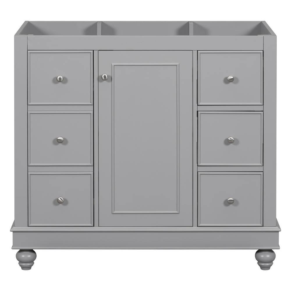 36 in. Bath Vanity Cabinet without Top in Gray with Drawer and Door for Bat