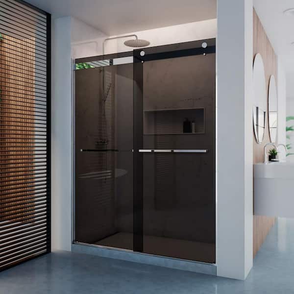 DreamLine Dexterity 60 in. W x 76 in. H Semi-Frameless Sliding Bypass Shower Door in Chrome with Smoke Gray Glass