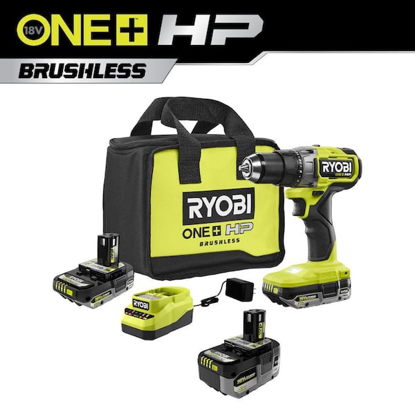RYOBI ONE+ HP 18V Brushless Cordless 2-Tool Combo Kit with Drill/Driver, Batteries, Charger, and Bag with Extra 4.0 Ah Battery