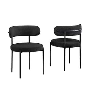 Drexel 30 in. H Boucle Fabric Black Dining Chairs (Set of 2)