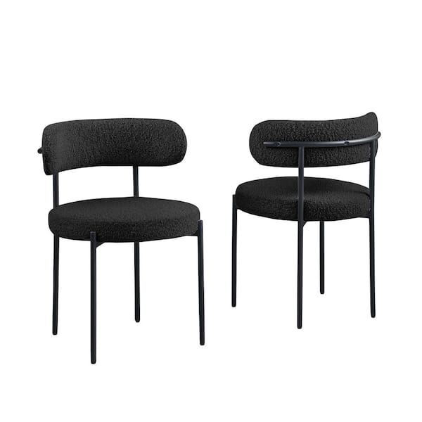 Best Master Furniture Drexel 30 in. H Boucle Fabric Black Dining Chairs (Set of 2)