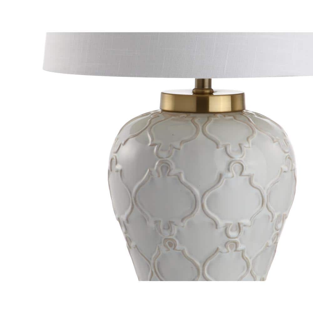 Arthur 29" White Ceramic Table Lamp with Brass Accents