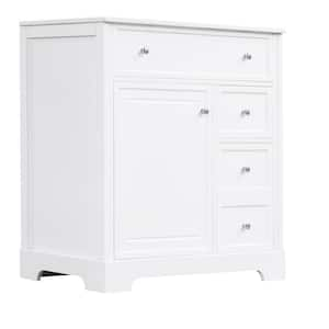 30 in. W Single Sink Freestanding Bath Vanity in White with White Ceramic Top Unassembled