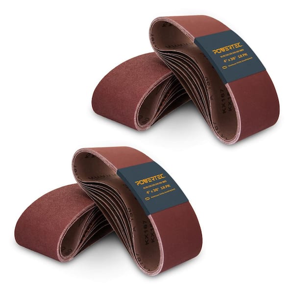 4 in. x 36 in. 6 Each of 60/80/120/150/240/400 Grit Sander Sanding Belt Assortment for Belt and Disc Sander (36-Pack)