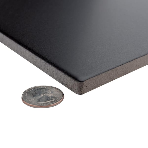 Textile Basic Kayak Black 6-1/2 in. x 12-1/2 in. Porcelain Floor and Wall Tile (8.4 sq. ft./Case)