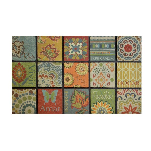TrafficMaster Square Multi 18 in. x 30 in. Rubber Non-Slip Indoor Outdoor Door Mat
