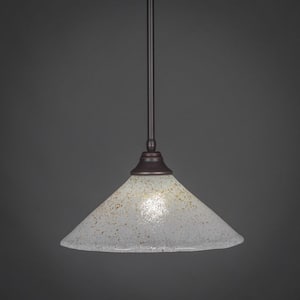 Sparta 100-Watt 1-Light Dark Granite Bowl Mini Pendant Light with Glass Shade