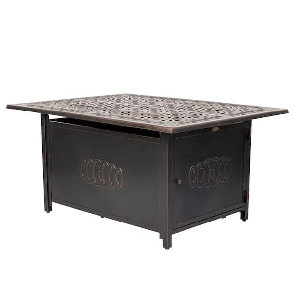 Fire Sense Dynasty 48 in. x 24 in. Rectangle Aluminum Propane Fire Pit Table in Antique Bronze