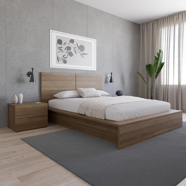 Nexera James Brown Oak 2 Drawer Nightstand 341188 - The Home Depot