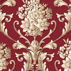 Floral Damask Vinyl Roll Wallpaper (Covers 56 sq. ft.)