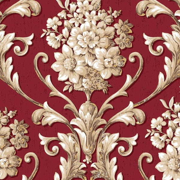 Unbranded Floral Damask Vinyl Roll Wallpaper (Covers 56 sq. ft.)
