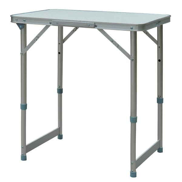 Misopily Heavy-Duty and Lightweight Silver Rectangular Aluminum Outdoor Folding Picnic Table with Height Adjustable, Carry Handle