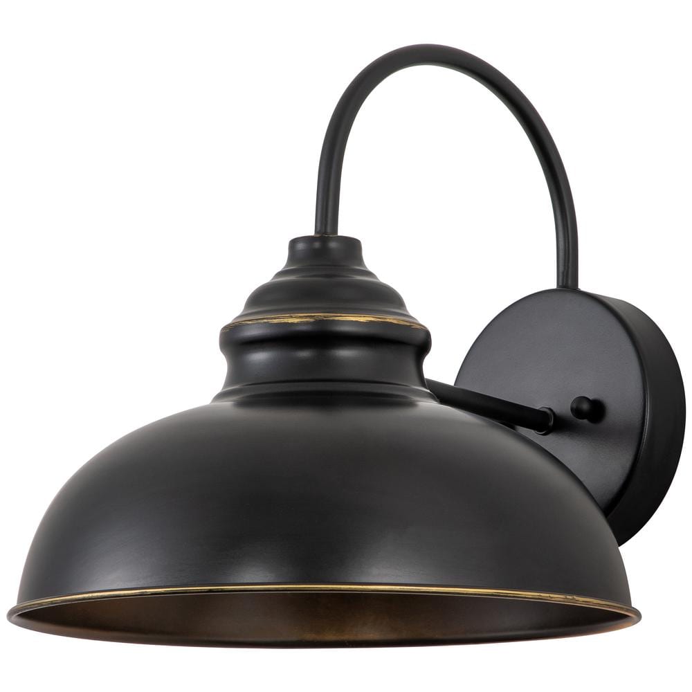 1-Light Black Gooseneck Outdoor Barn Light Sconce with Gold Edges price history on PriceWatchPro