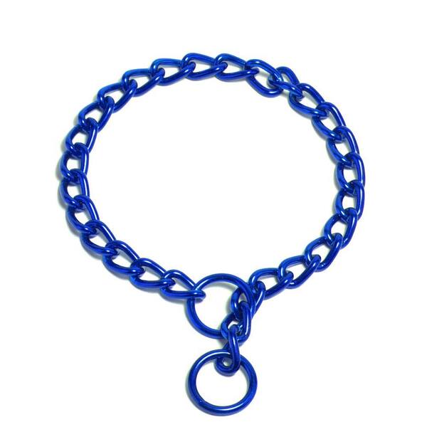 Platinum Pets 24 in. x 3 mm Coated Steel Chain Training Collar in Blue