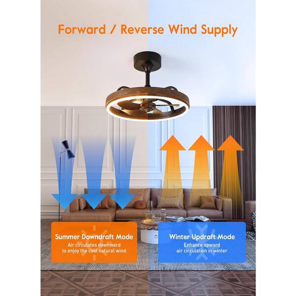 Brightown 20.5 in. Smart Indoor Brown Low Profile Ceiling