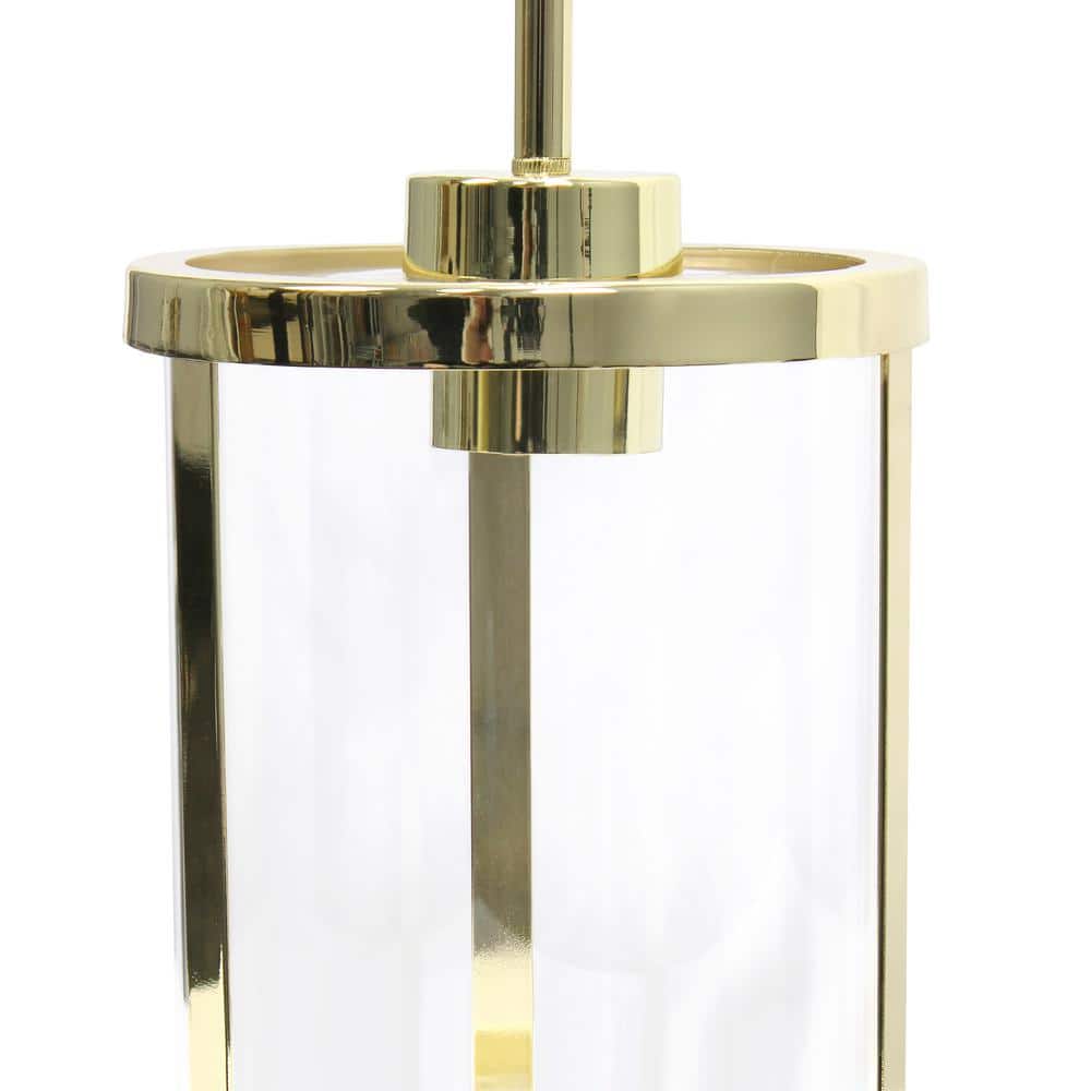 Gold Adjustable Glass Pendant Light with Cylindrical Shade