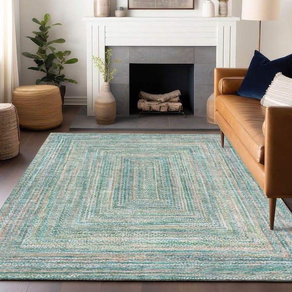 Chantille Machine Washable Indoor/Outdoor Abstract ACN1726 Teal 10 ft. x 14 ft. Area Rug