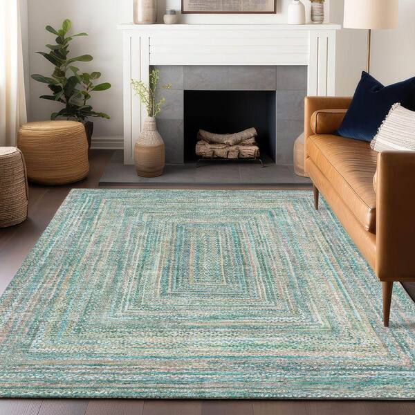 Chantille Machine Washable Indoor/Outdoor Abstract ACN1726 Teal 8 ft. x 10 ft. Area Rug