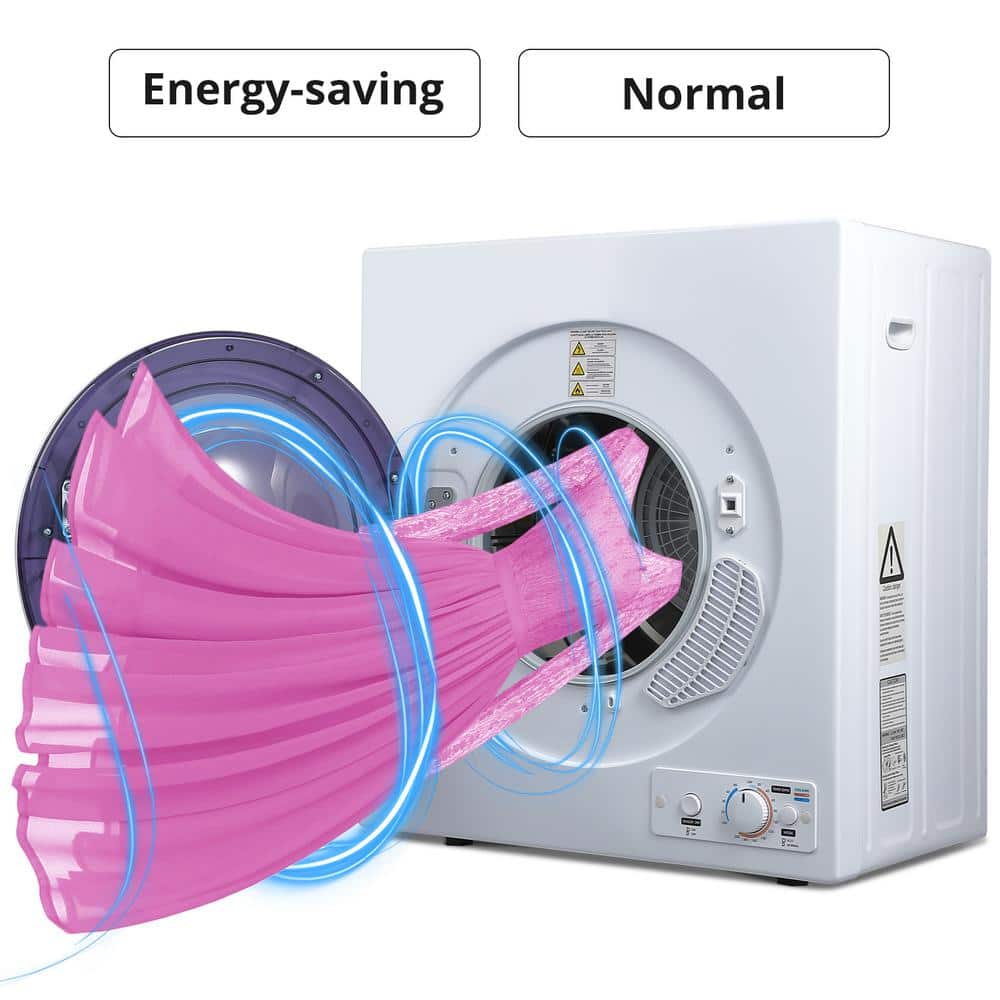 Compact White Electric Dryer with Moisture Sensing and Door Window
