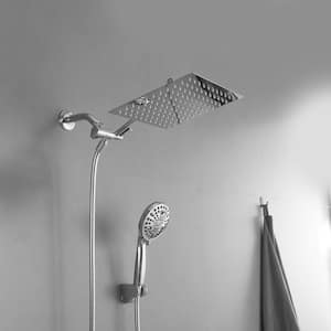 No Handle 9-Spray Patterns 10 in. Shower Faucet 2.5 GPMWith High Pressure Wall Mount Dual Shower Heads in. Chrome