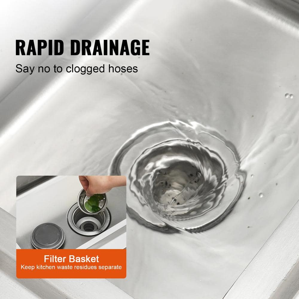 Freestanding Stainless Steel Single Bowl Utility Sink with Worktop
