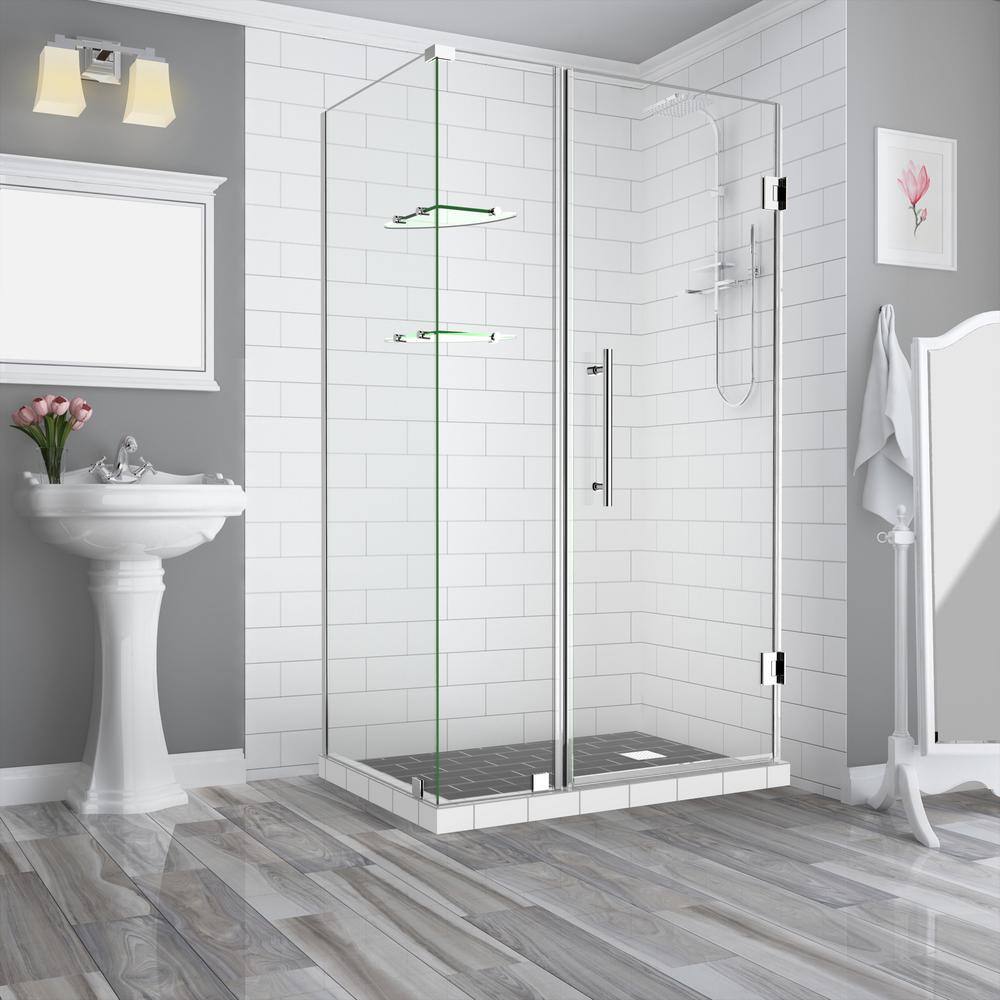 Bromley GS 39.25 to 40.25 x 34.375 x 72 in Frameless Corner Hinged Shower Enclosure w/ Glass Shelves in Chrome price history on PriceWatchPro