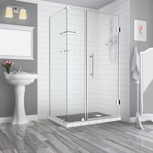 Bromley GS 42.25 to 43.25 x 38.375 x 72 in Frameless Corner Hinged Shower Enclosure w/ Glass Shelves in Chrome