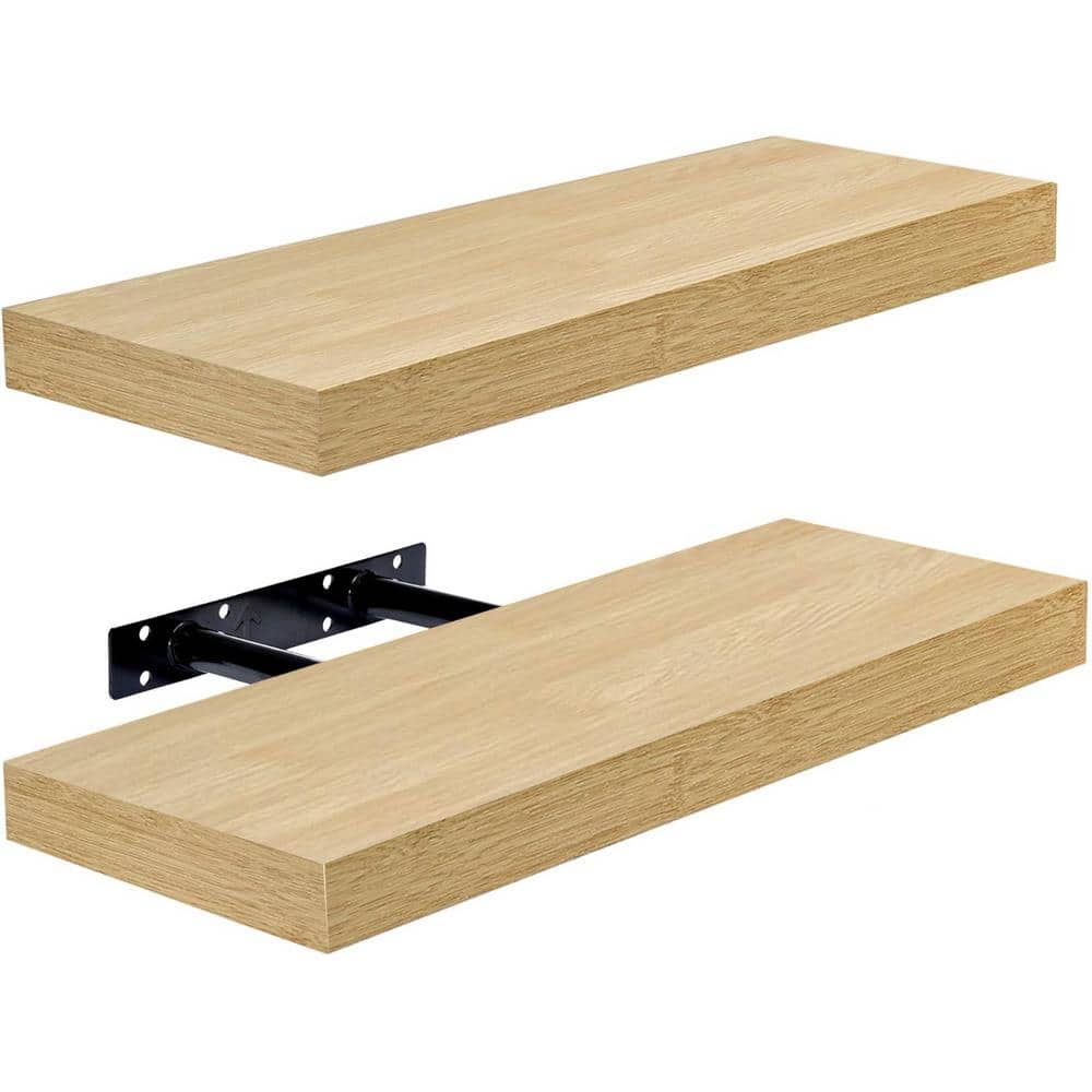 16.25 in. W x 5.5 in. D Natural Wood Decorative Wall Shelf (2-Pack)