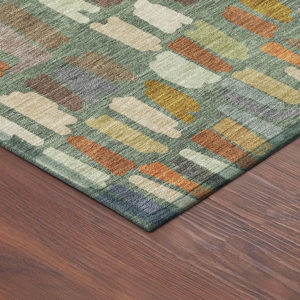 Chantille Machine Washable Indoor/Outdoor Abstract ACN2377 Basil 9 ft. x 12 ft. Area Rug