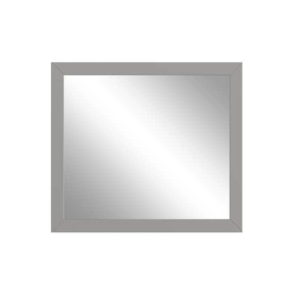 35 in. W x 34 in. H Rectangle Frame Wall Mounted Modern Bathroom Vanity Mirror in Grey