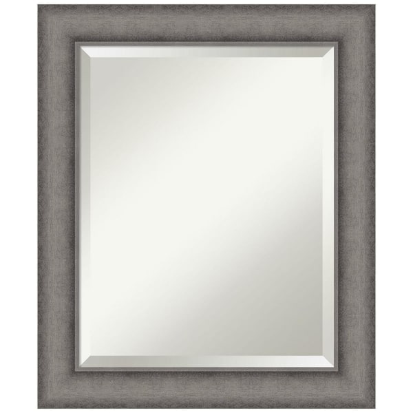 Amanti Art Burnished Concrete 20.5 in. x 24.5 in. Beveled Modern Rectangle Wood Framed Wall Mirror in Gray