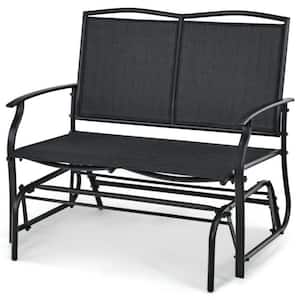 Steel Patio Chair in Black for Outdoor Backyard and Lawn