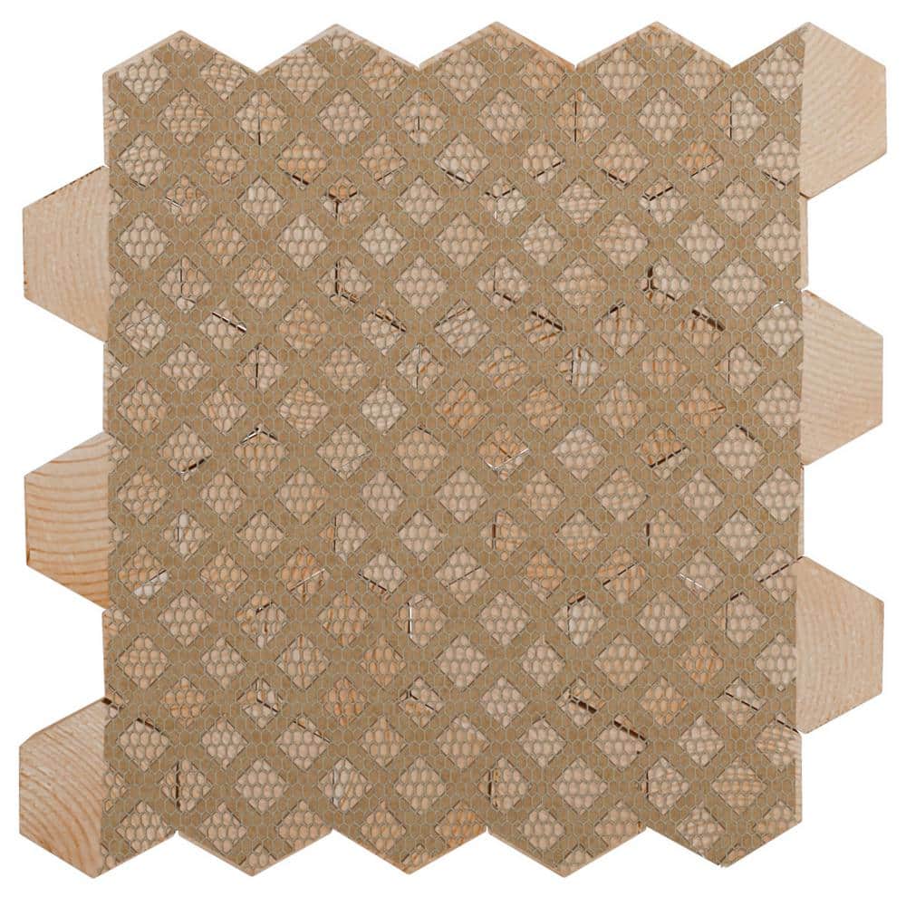 Small Honeycomb Pine Wood Mosaic Wall Tile