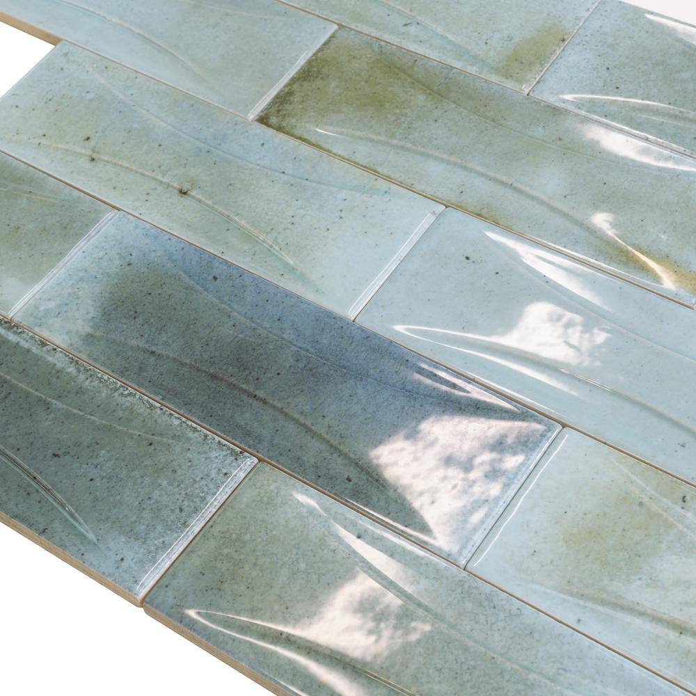Antiek Glossy Blue Ceramic Subway Wall Tile 3-in x 8-in