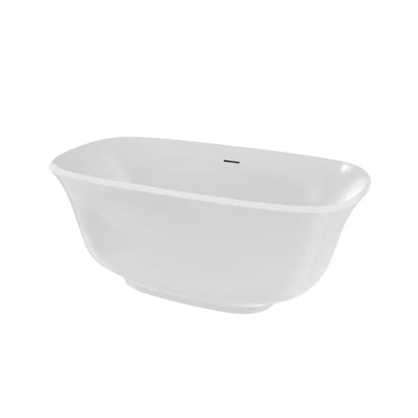 DreamLine Elegance 67 in. L x 31-1/4 in. W x 23-3/4 in. H Freestanding Soaking Acrylic Bathtub, Brushed Brass Drain