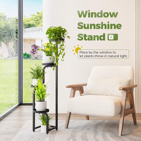 OGETFUUR 4-Tier (8.8 in. W x 46 in. H) Tall Metal Corner Plant