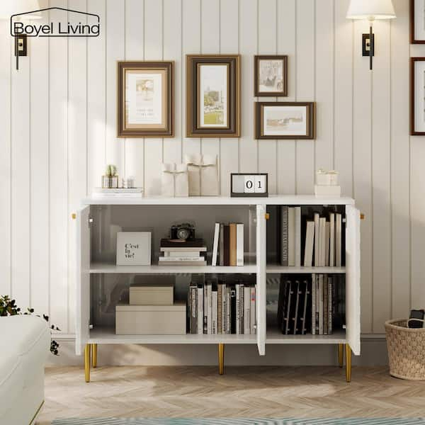 Boyel Living White Accent Storage Cabinet with 3-Drawer Chest, white-014