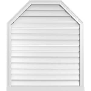 36" x 42" Octagonal Top Surface Mount PVC Gable Vent: Functional with Brickmould Sill Frame