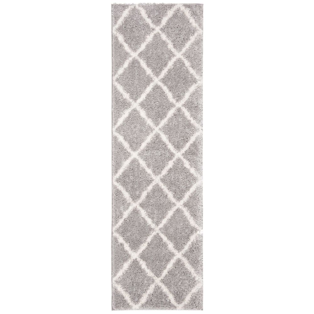 Parma Shag 2 ft. x 9 ft. Gray/Cream Wavy Diamond Runner Rug price history on PriceWatchPro