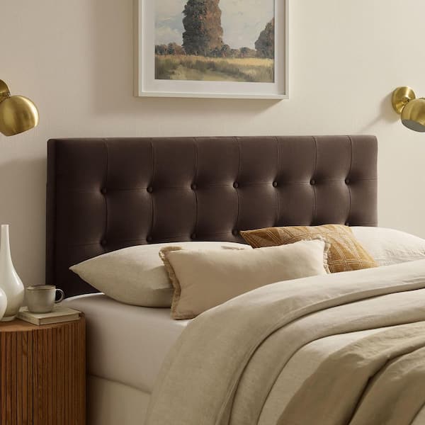 Emily King Size Performance Velvet Headboard in Chocolate Brown