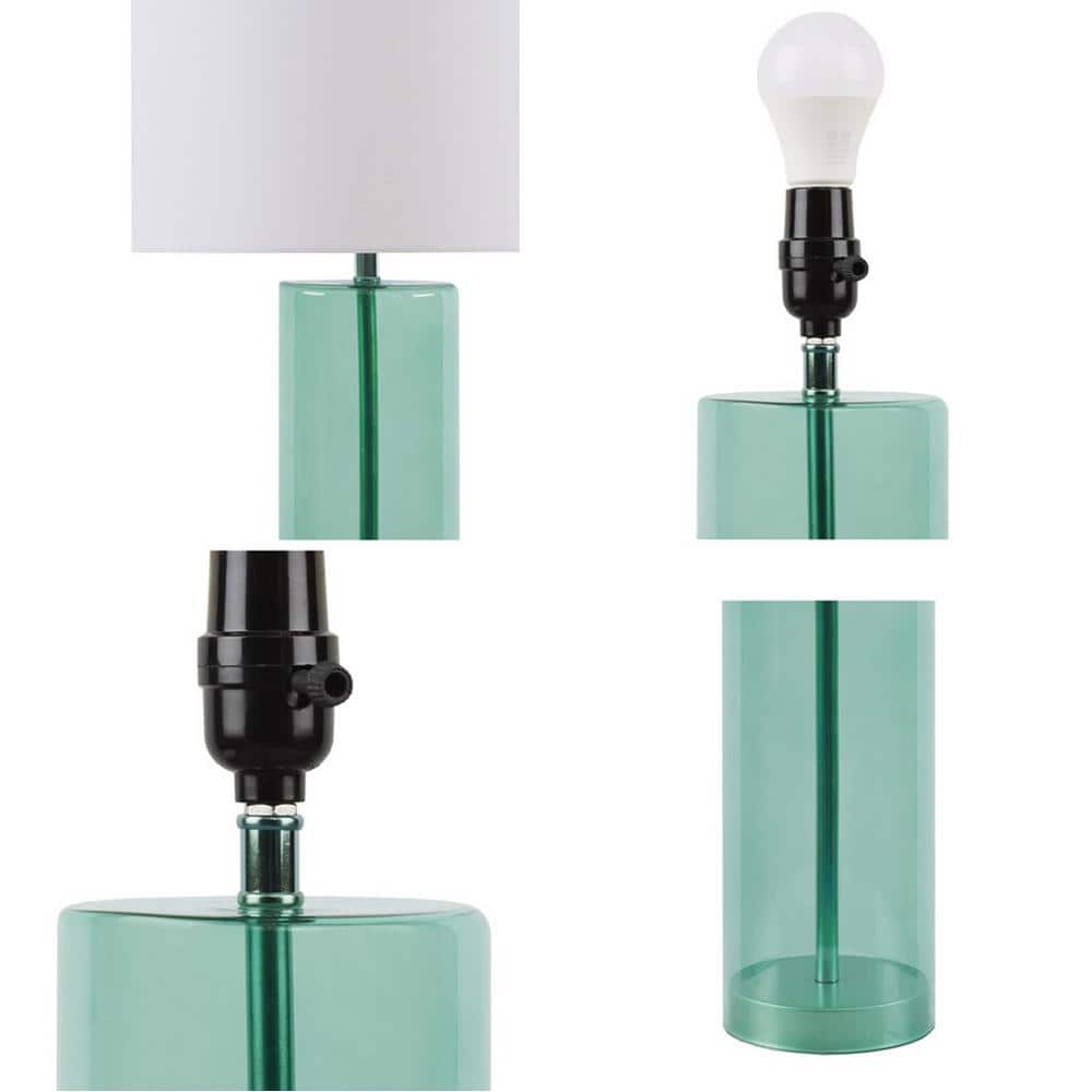 Neonova Blue Glass Table Lamp with White Shade
