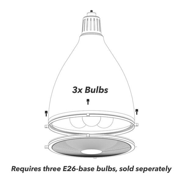 Hunter Bluff View 3-Light Flat Matte Black Transitional Clear Glass Dome LED Medium Hanging Kitchen Island Light